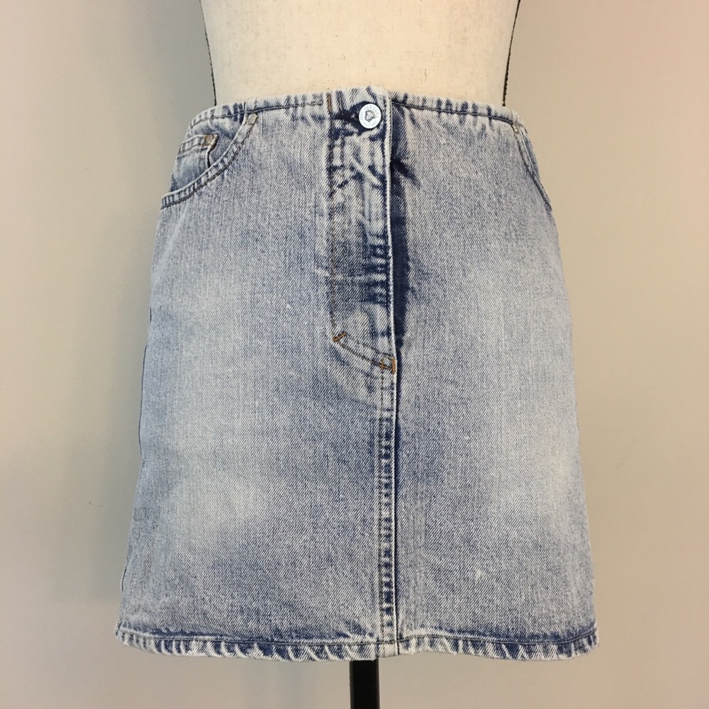 Versace Light Wash Blue Denim Mini Skirt
